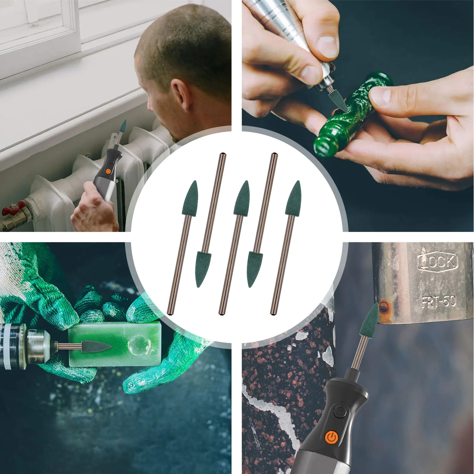 

5 Pcs Polishing Bits Rubber Grinding Stone Metal Deburring Tools Lasting Low Noise Rust Resistant for Stainless