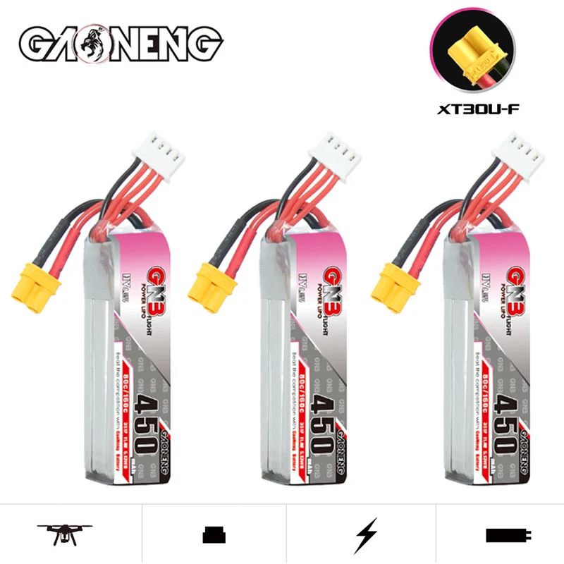 1-10szt GNB 3S 11.4V 450mAh 80C/160C Akumulator Lipo z wtyczką XT30 do drona wyścigowego FPV Quadcopter Helikopter Beta85X Części Hobby