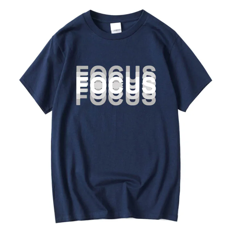 Summer Men's 100% Cotton High Quality Casual Sports Loose Oversized Funny Focus Print Round Neck Short Sleeved T-shirt Tops