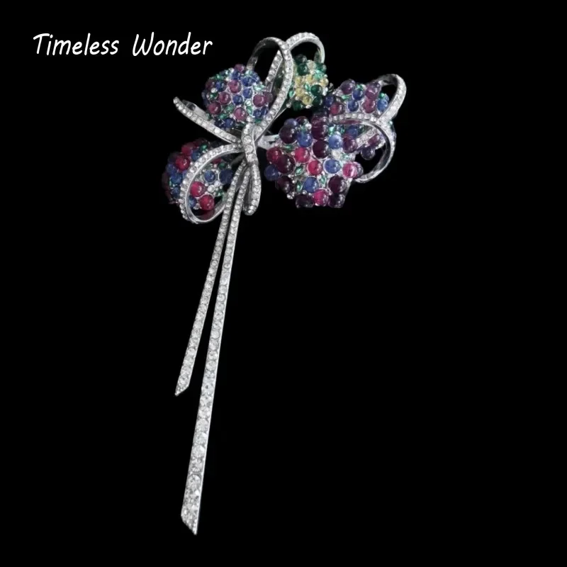 

Timeless Wonder Fancy Zircon Geo Floral Brooch Pins for Women Designer Jewelry Runway Rare Trendy Gift Vintage Art Deco 5381