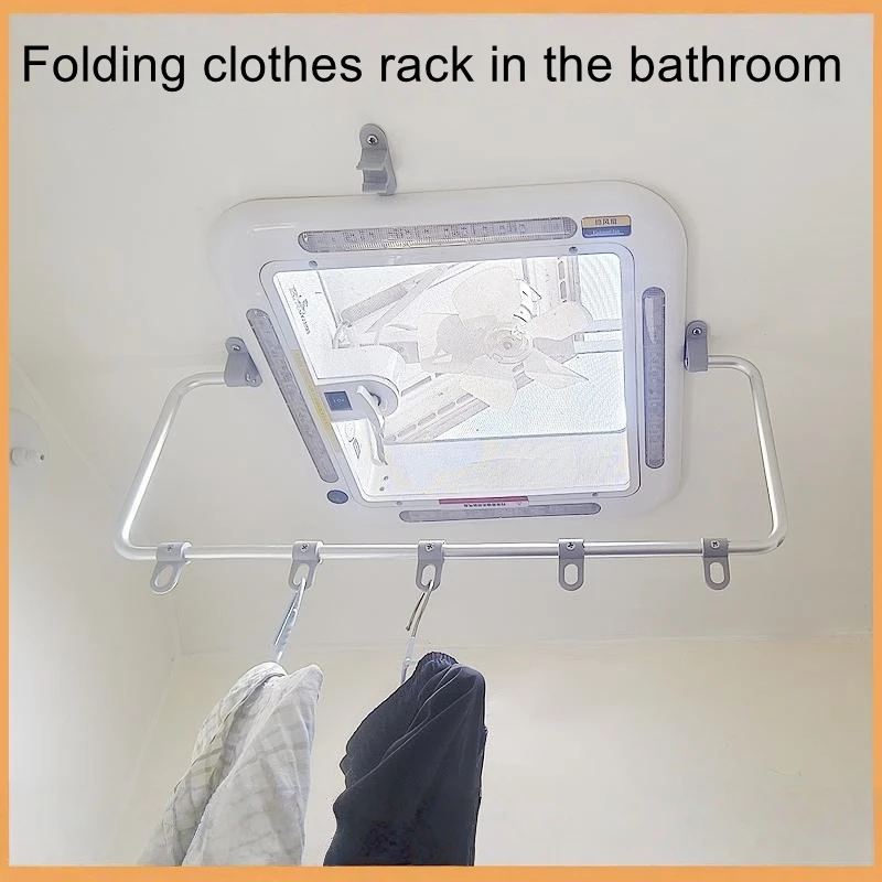 Folding clothes rack in RV bathroom, universal clothes rack on the roof of RV bathroom