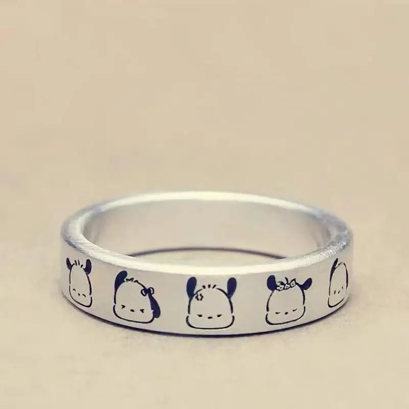 

S925 Sterling Silver Ring Kawaii Pachacco Pattern Sanrio Anime Protagonist Image Adjustable Opening Give Gifts To Friends