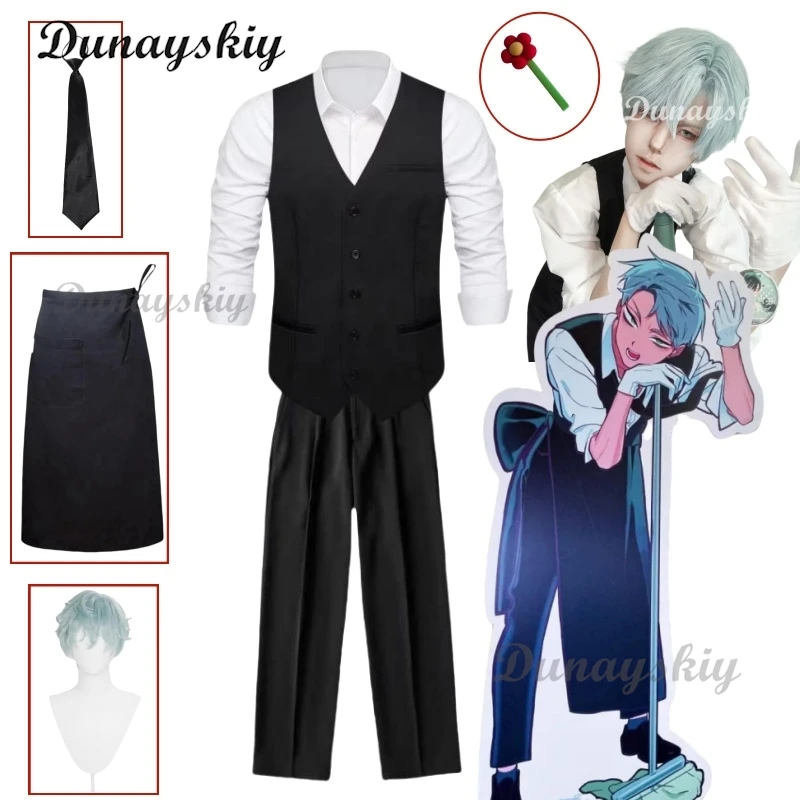 

ALIEN STAGE TILL Cosplay Costume Wig Till Coffee Shop Overalls Apron Suit Men Suit Vest V Neck Waistcoat Anime Outfit