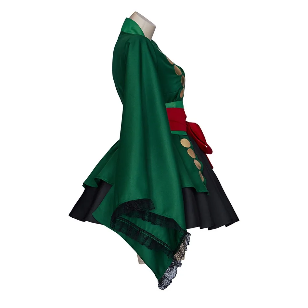 Roronoa Zoro Female Cosplay Costume Kimono Women Green Lolita Dress Green Kimono Dress for Women Halloween Carnival Party Suit