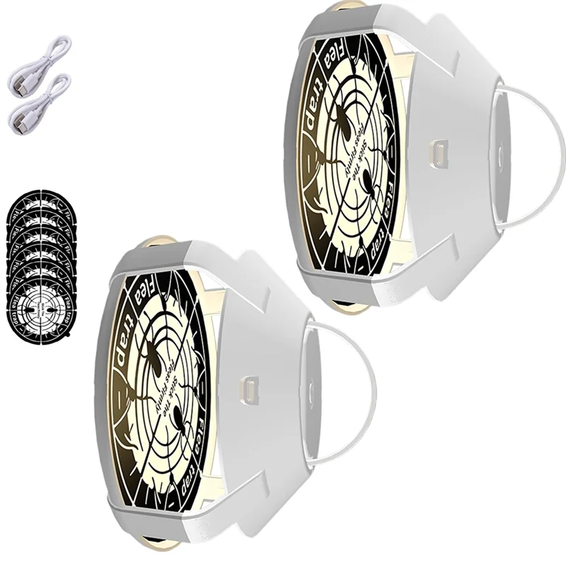 

KYCOR-Light Flea Trap 2Pcs Pest Traps For Inside Home For Bug USB Rechargeable Insect Glue Board For Kitchen Living Room