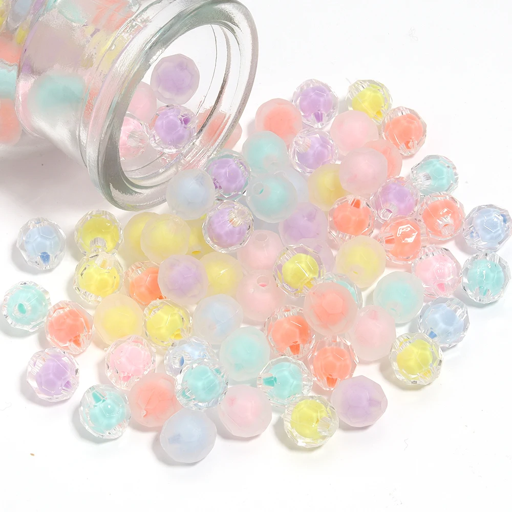 100pcs/lot 9.5x10mm Acrylic Transparent Frosted Beads Loose Spacer Beads For Jewelry Making DIY Necklace Bracelet Accessories