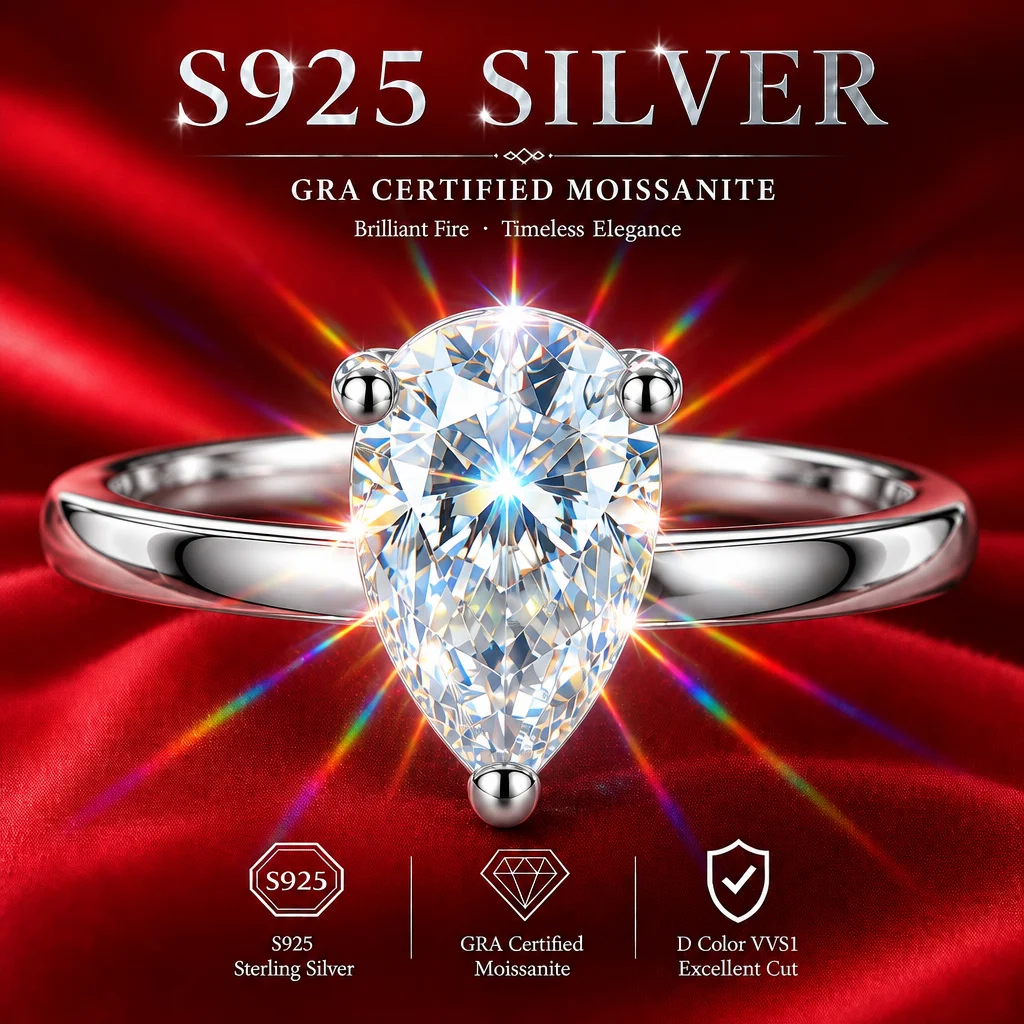 18k Vergoldete Moissanit-Ringe mit GRA-Zertifikat, Funkelndes Marquise-Design, S925 Sterling Silber für Damenringe – Detail 12
