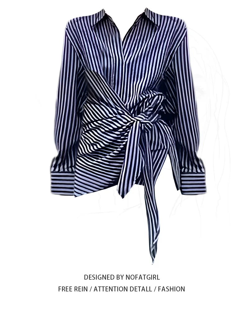 

Women Striped Shirts and Blouses Y2k Korean Harajuku Elegant Long Sleeve Polo-Neck Shirt 90s Vintage 2000s Fashion Clothes 2025