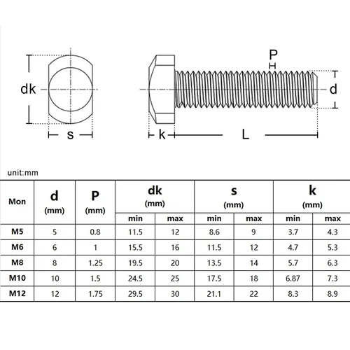 Imagen 2 del producto 1-10 Uds. Perno de ranura tipo T M5 M6 M8 M10 M12 304 A2 tornillo de cabeza de martillo de acero inoxidable para riel de conducto con ranura en T pista de inglete