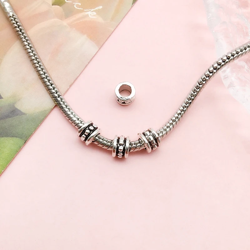 30pcs/lot Tibetan Silver Metal Spacer Beads for Jewelry Making, Hole 1-4mm , Loose Spacer Beads Findings Bracelet Necklace DIY