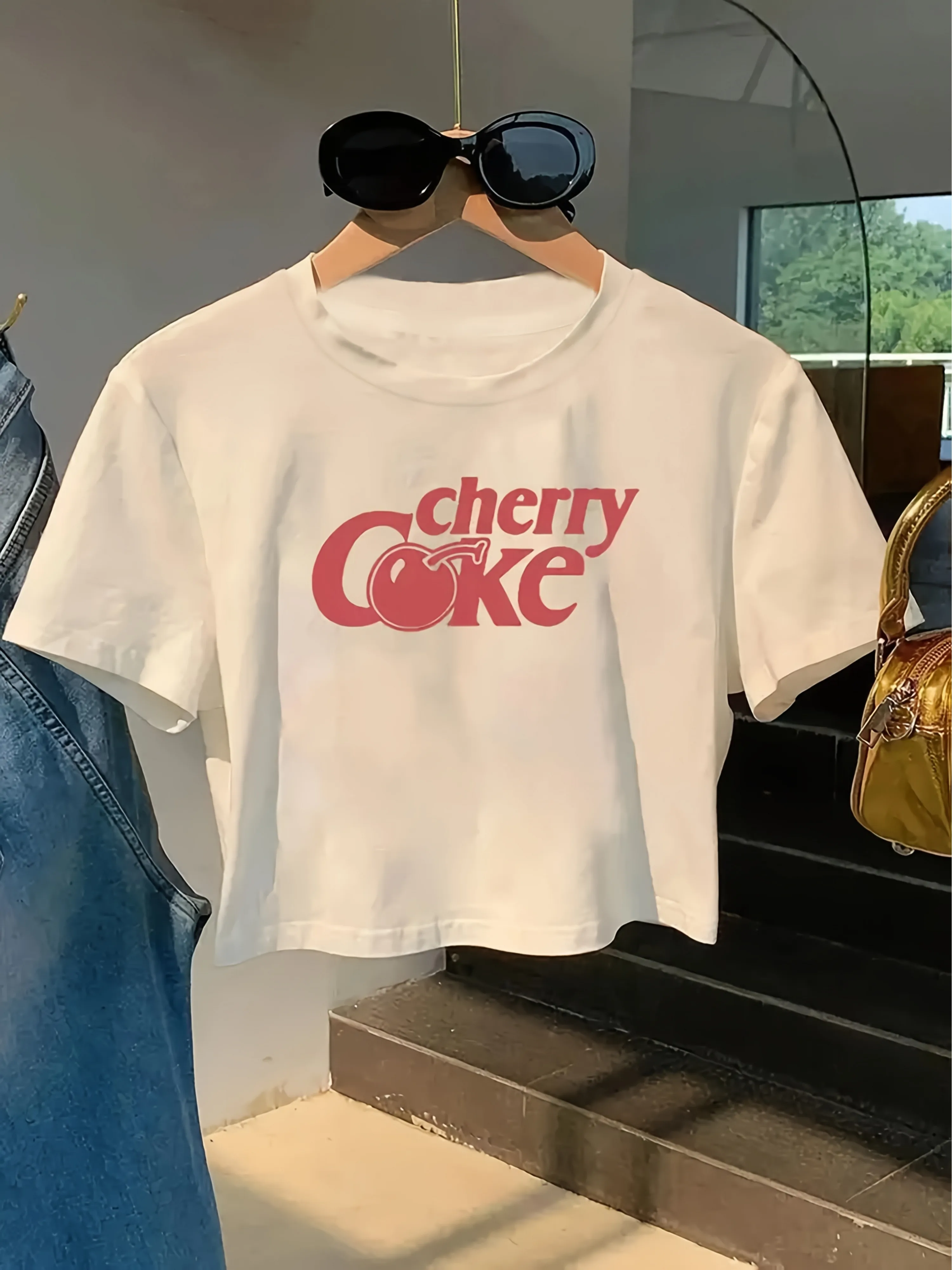 

Letter Print Crop T-Shirt Spring Summer Short Sleeve Crop Top Harajuku Sleeve T-shirt Clothing Street Tops Tee Aesthetic Clothes