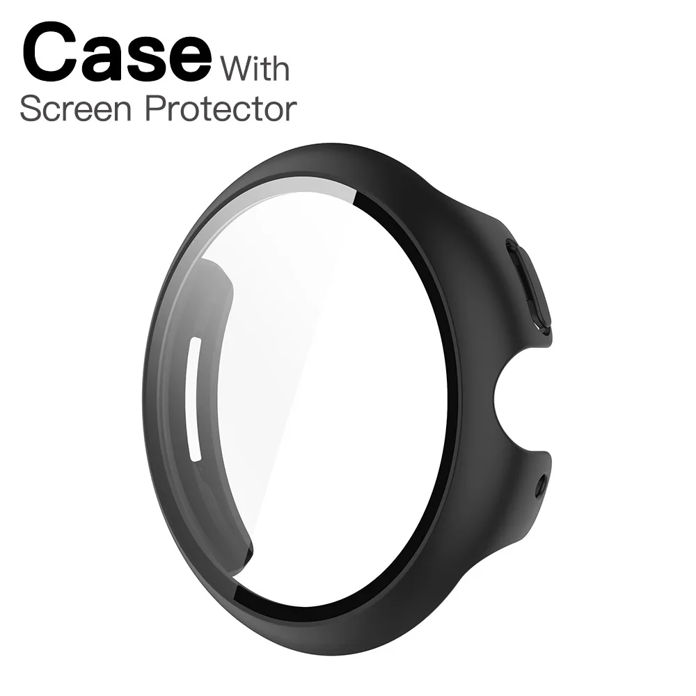 Case+Glass for Google Pixel Watch 3 45mm 41mm PC All-around Bumper Anti-scratch Protective Cover + Screen Protector Accessories