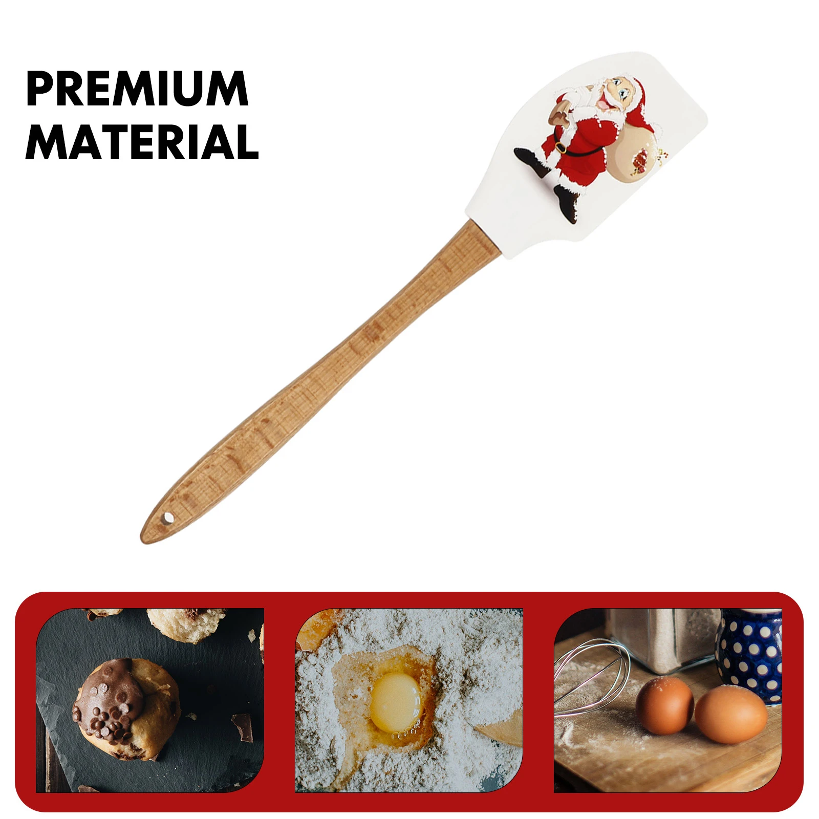 

1Pcs Silicone Baking Spatula Cream Scraper Wooden Handle Kitchen Tool for Christmas Baking Supply Silicone Scraper