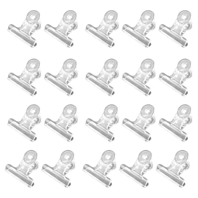 100PCS Plastic Bulldog Clips Set Utility Paper Clips Set Kit Hinge Clips For Home, Office Use Clear