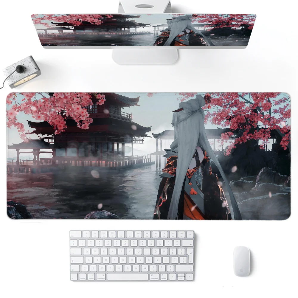 G-genshin Mousepad besar, alas Mouse Gaming dengan kunci tebal Keyboard komputer