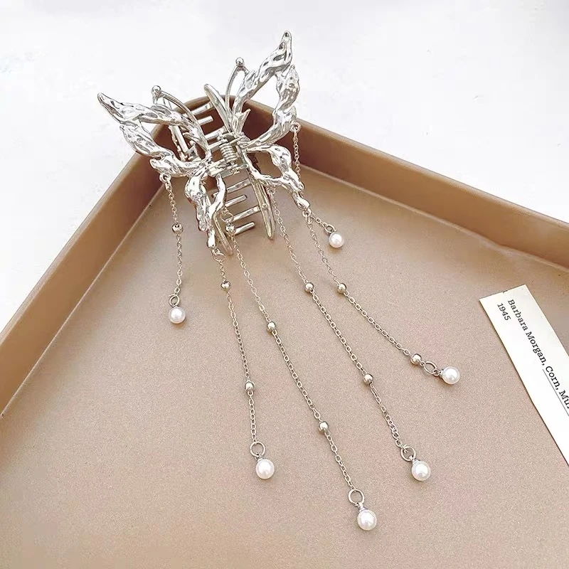 1pc elegant hollow liquid butterfly fringe hair clip women\'s half tie hair clip clip Shark clip headpiece clip