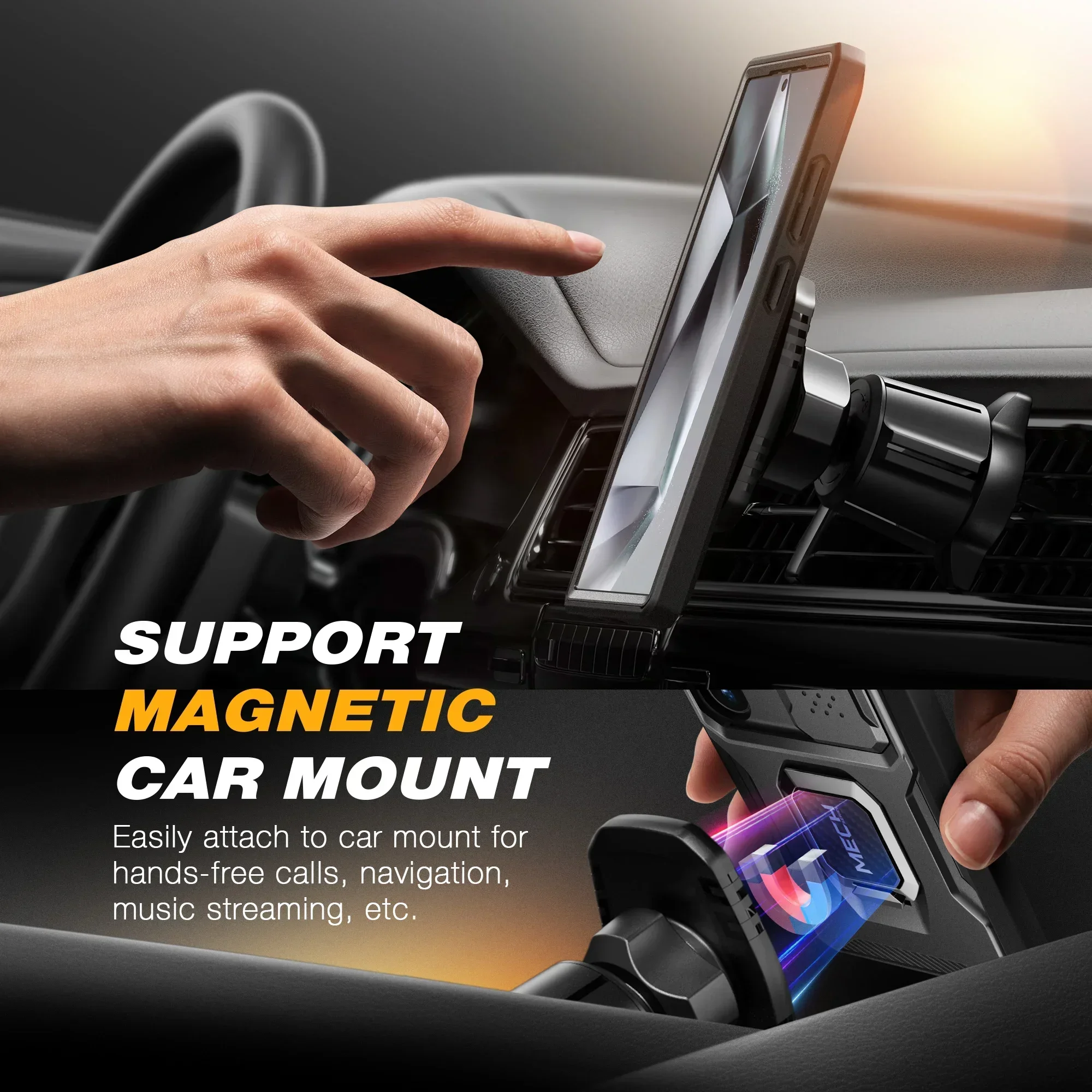 For Samsung Galaxy S24 Ultra Case Full-Body Shockproof with Ring Holder Built-in Front Frame Screen Protector Slide Camera cover