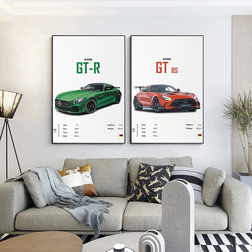 Luxury MERCEDES-BENZ  GT-R GT 63S  Wall Art Canvas Painting Nordic Posters And Prints Wall Pictures For Living Room Home Deco