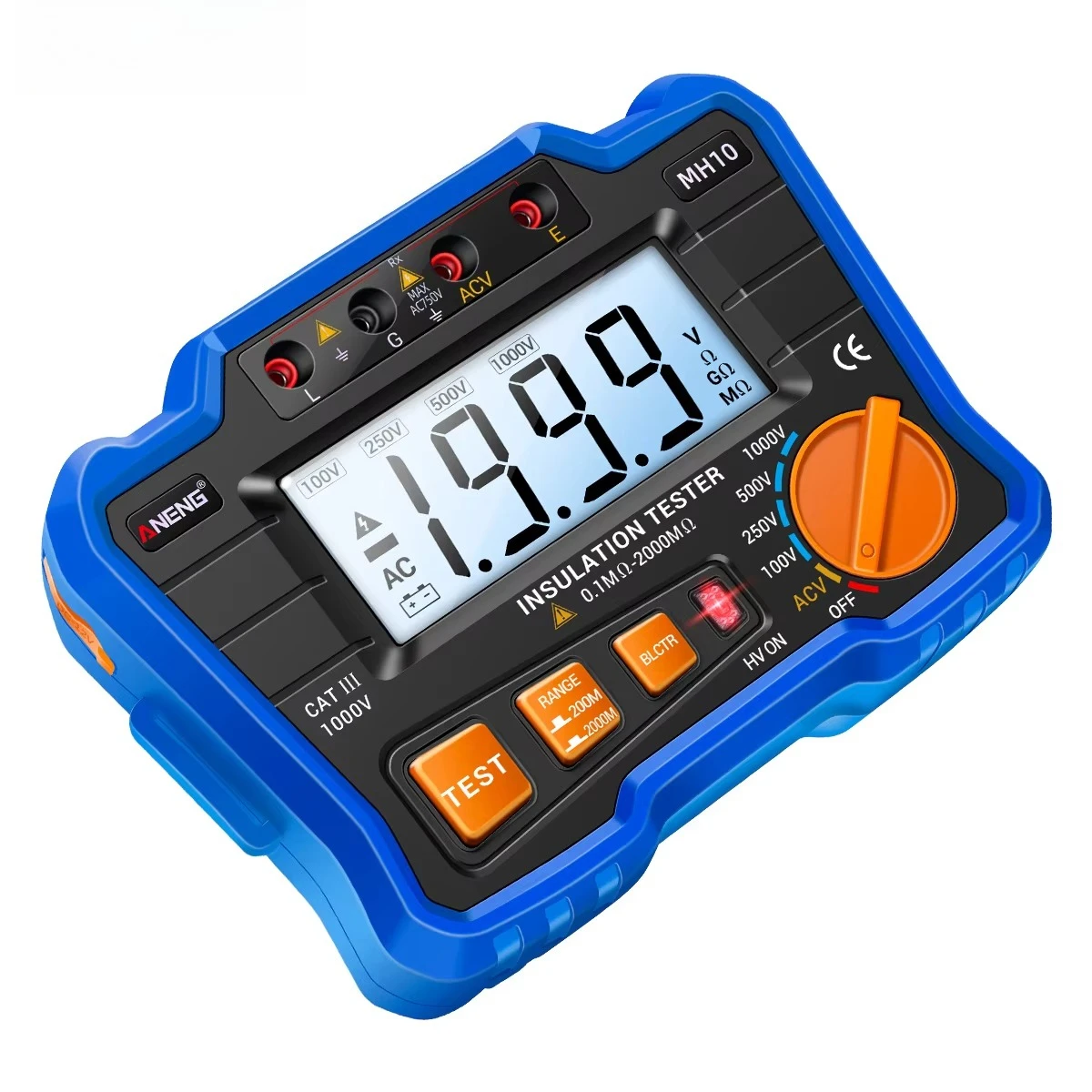 

MH10 Digital Megohm Meter Insulation Resistance Tester 100/250/500/1000V High-precision Electrician High Resistance Meter