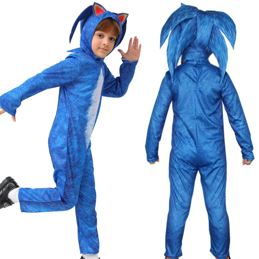 Game Sonic Speed Kids The-Hedgehog Cosplay Bodysuit Anime Zentai Halloween Party Performance Cartoon For Boys Girls Animal Cos