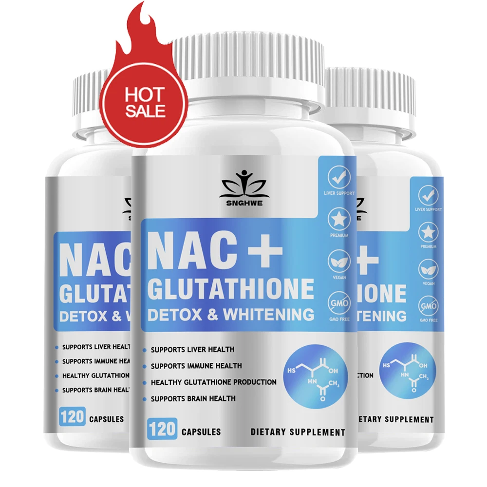 Suplemento Avançado Complexo NAC - Com L-Glutatione 500mg Cápsulas de Vitamina - Para a Saúde de Limpeza Pulmonar, Desintoxicação Renal, Cérebro & Suplemento Respiratório