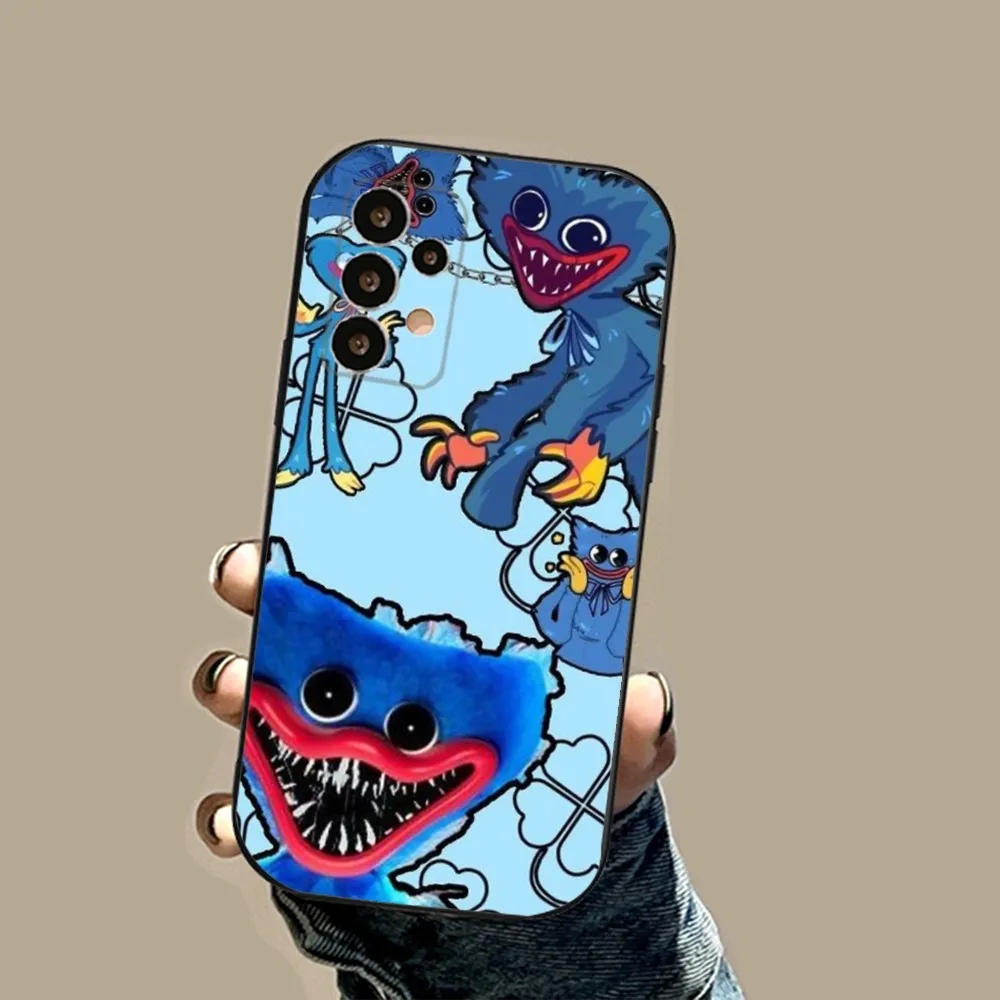 Cartoon Huggys Wuggys Phone Case For Samsung S24,23,23,22,30,21,10,9,Note20 Ultra,Lite,Ultra,5G,Plus,FE,Black Soft Case