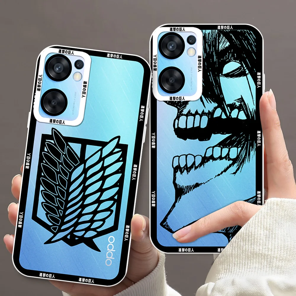 Anime Attack on Titan logo For OPPO A98 A94 A92 A78 A76 A74 A72 A58 A54 A55 A36 A15 A9 5G Angel Eyes Transparent Phone Case