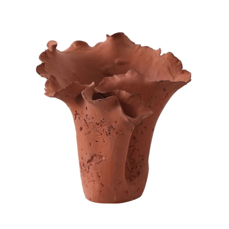 

Handmade travertine ceramic vase retro glazed vase handicraft living room ornament