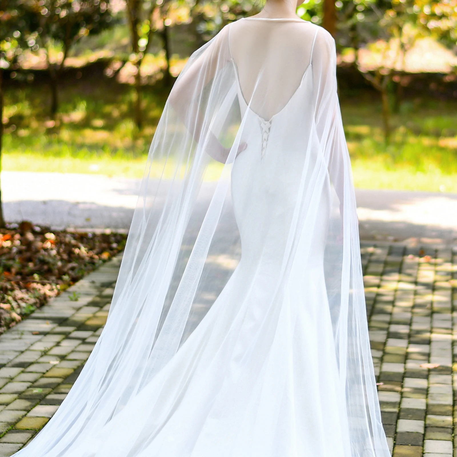 YouLaPan G16 Cathedral Long Bridal Shawl Wedding Cape Shoulder Cover FemaleWraps Bolero Ivory Woman Party Shawl Customizable