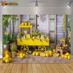 Lemon Fruit Theme Birthday Party Background Lemonade Green Plants Decor Props Child Portrait Photography Backdrop Photo Studio