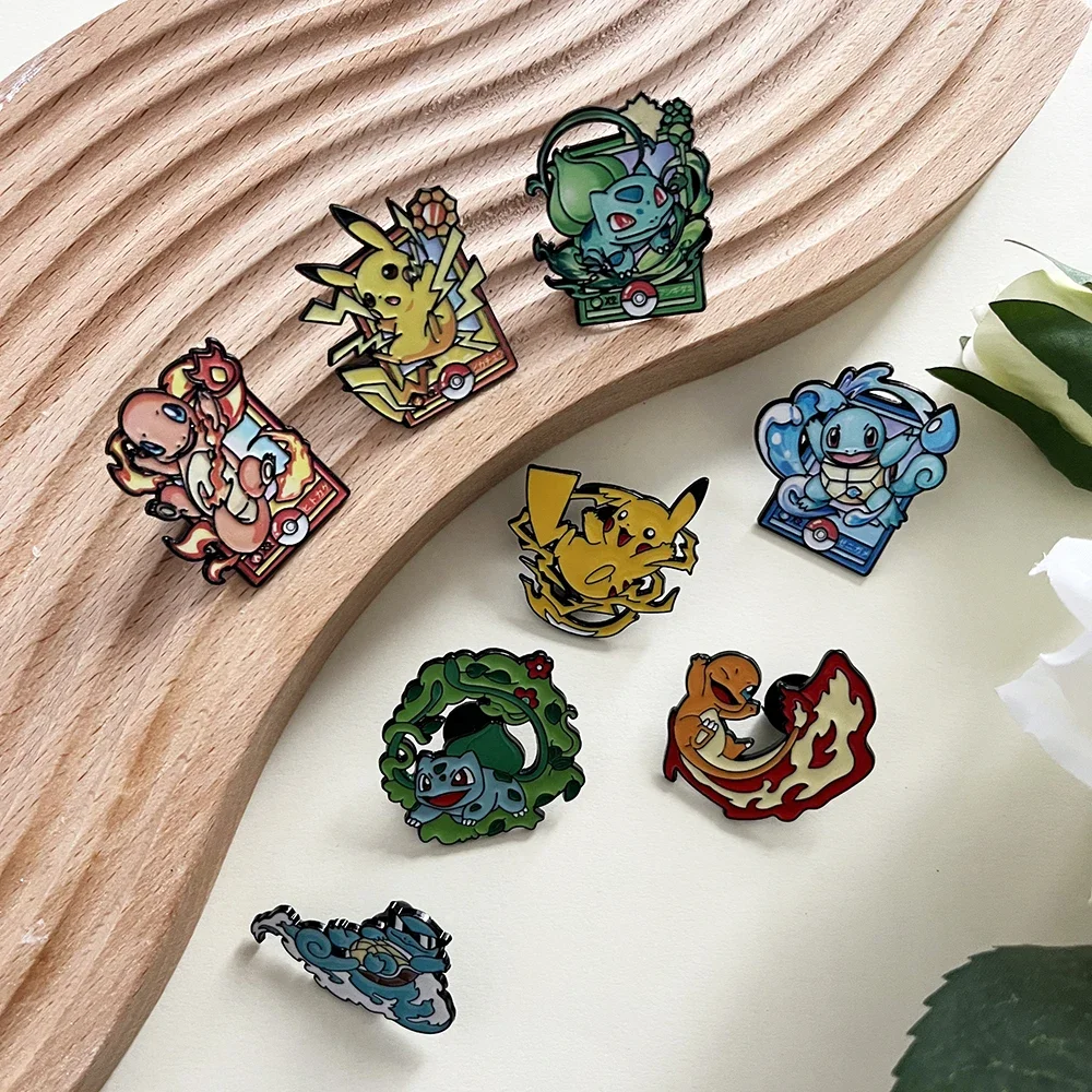 8-teiliges Set mit niedlichen Anime-Anstecknadeln, Emaille-Broschen, Metallabzeichen, Schmuck für Kleidung und Rucksack – Squirtle, ein Geschenk für Jungen und Mädchen. – Detail 11