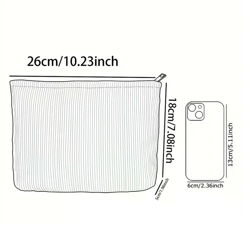 حقيبة مكياج بسحاب مطبوعة بنمط القوس بتصميم بسيط، حقيبة تخزين مستحضرات التجميل خفيفة الوزن ومتعددة الوظائف