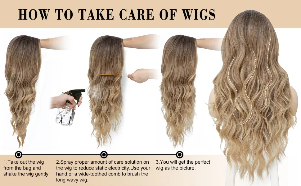 Cosplay Blonde Damenperücken Ombre Blonde Lockige Perücke im Ausverkauf Leimlose Rosa Schwarz Lila Perücke Damen Synthetische Wigund – Detail 9