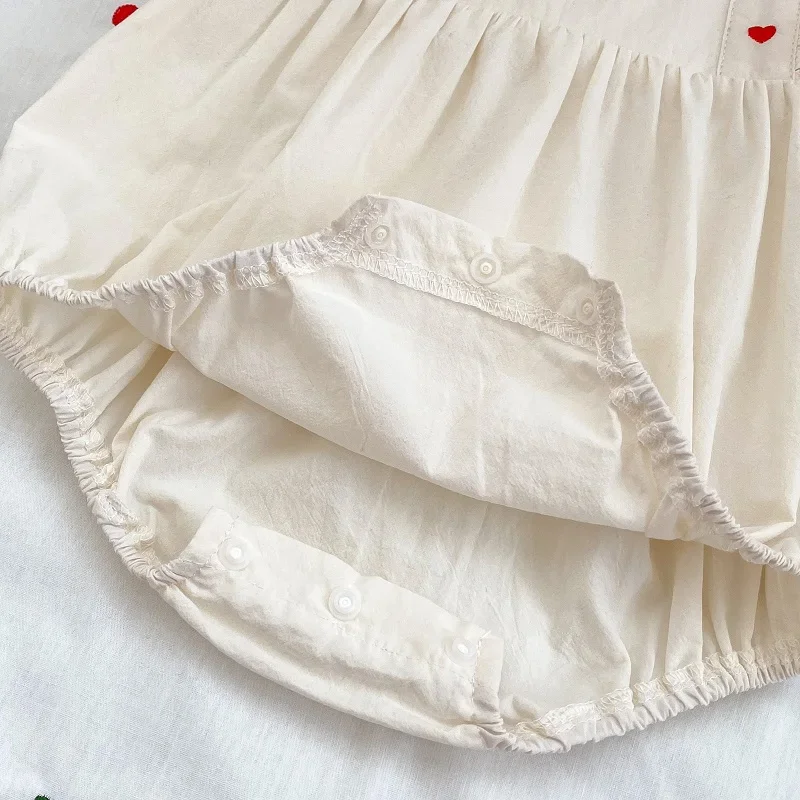 الوليد طفلة رومبير الكشكشة أكمام ساحة طوق أرنب التطريز مريلة من القطن Playsuit ملابس الصيف 0-24 أشهر