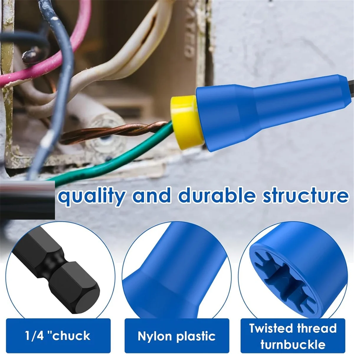 3 Pcs Wire Twisting Tool, 6mm Hex Shank Cable Wire Stripper for Drill, 2-6 Ways, Stripping and TwistWire Cable