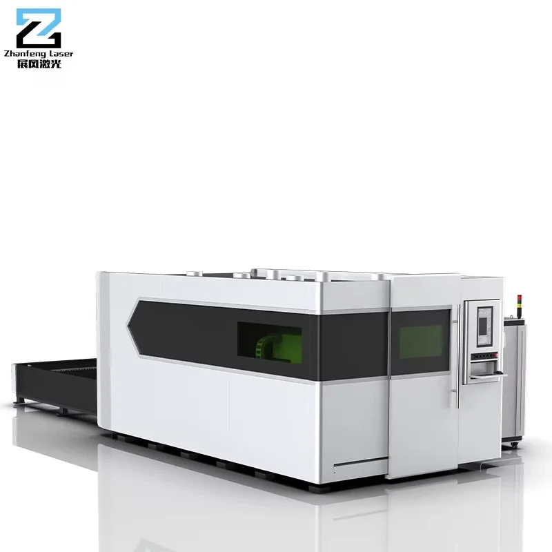 Máquina de corte láser de fibra CNC de 1500W, 2000W, 3000W con mesa de intercambio cerrada para chapa metálica con corte por escaneo