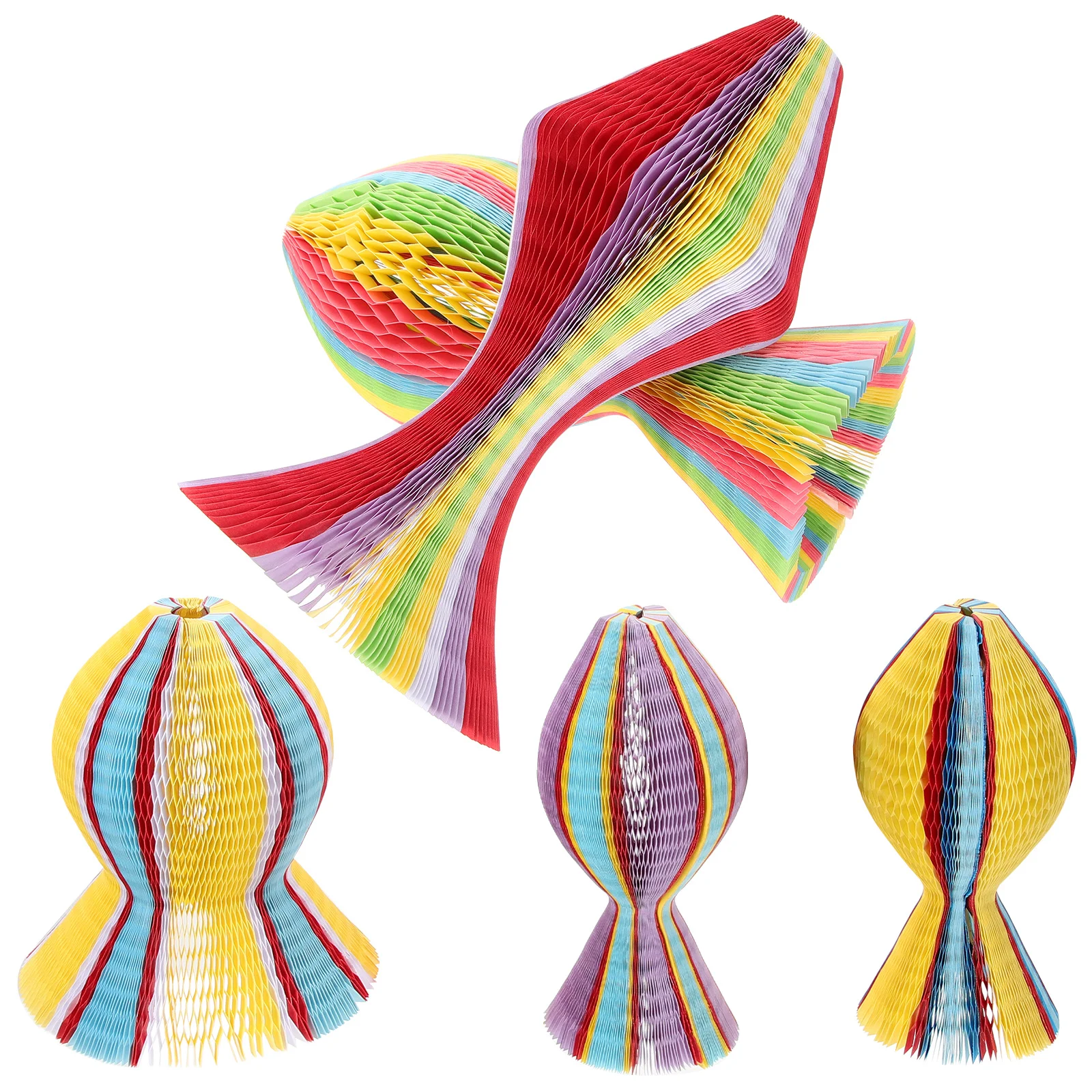 

5Pcs Rainbow Honeycomb Origami Foldable Vase Paper Hats DIY Party Decorations Comfortable Breathable Caps Rainbow Vase Hat
