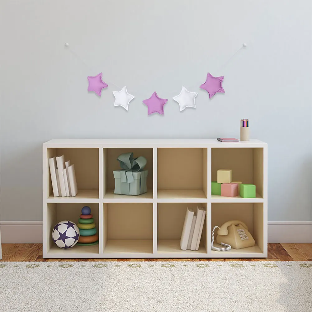 

2 Pcs 's Room Hanging Decorations Garlands for Home Cute Star Fabric Bunting Banner Ceiling Wall Crib