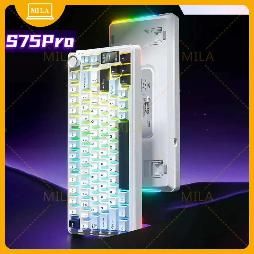 

For AULA S75 Pro Keyboard Tri Mode S75Pro Gamer Mechanical Keyboard 4000mAH RGB PBT Wireless E-sport Keyboard