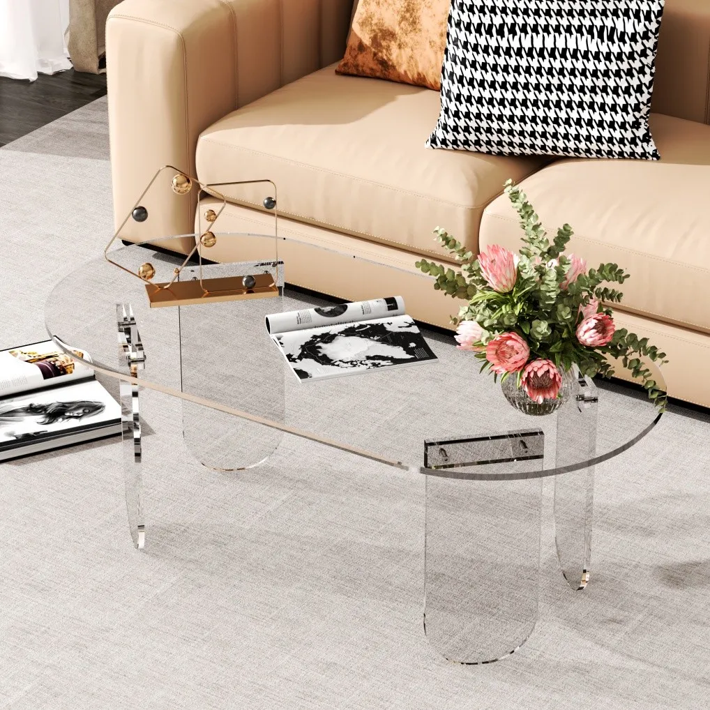 

Acrylic Coffee Table Clear Coffee Table with Anti-scratch PVC Cover Sofa Table