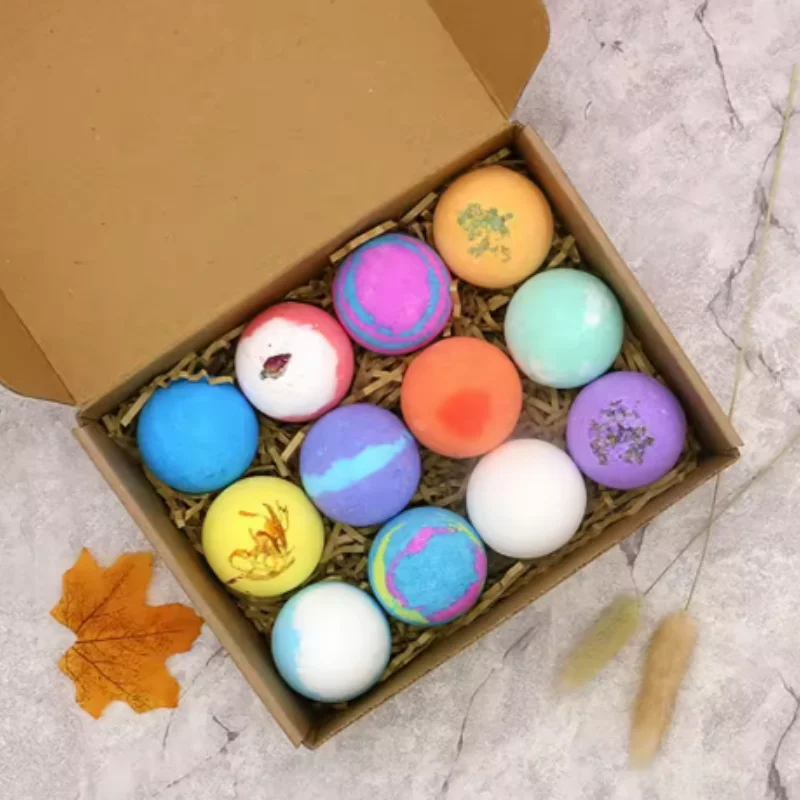 12 szt. 20g/60g Naturalne Mini Bombki do Kąpieli Ręcznie Robione Spa do Stóp Bogate Olejki Eteryczne Nawilżające Suchą Skórę Relaksujący Zapach