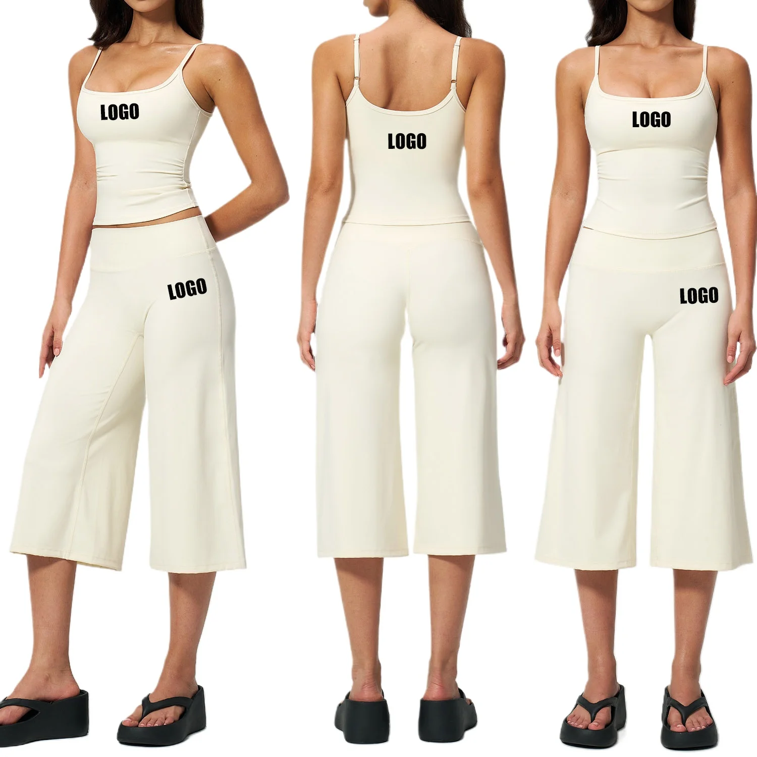Custom LOGO women's new suspender yoga vest high waist quick-drying casual pants running outdoor yoga clothes two-piece set