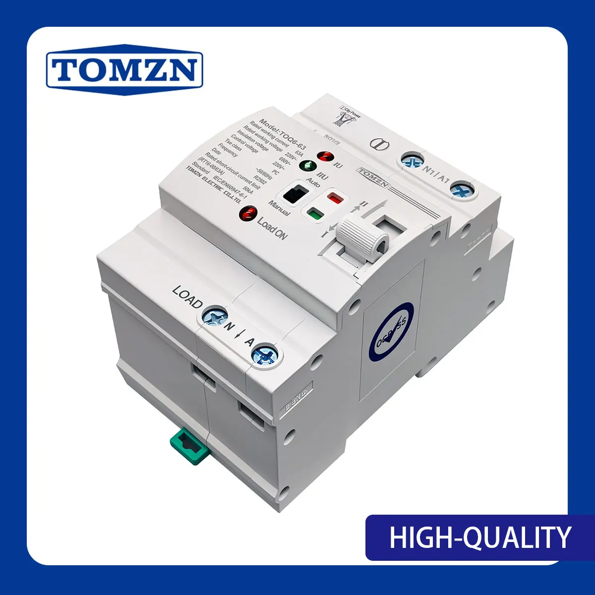 مفتاح نقل تلقائي صغير الحجم TOQ6 2P 4P 63A Din مولد السكك الحديدية إلى طاقة المدينة 230 فولت تيار متردد فئة الكمبيوتر 50/60 هرتز دليل