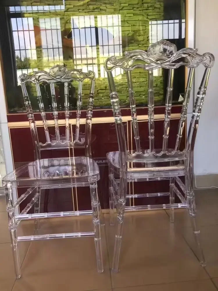 

'manufacturer luxury high back stackable acrylic hotel furniture party transparent napoleon ghost crystal clear wedding chairs