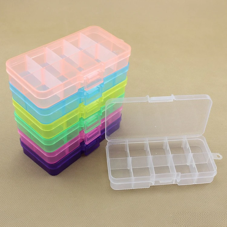 

10 Cells Plastic Lots Adjustable Jewelry Storage Box Case Craft Organizer Ring Earring Beads Pills Container for Display