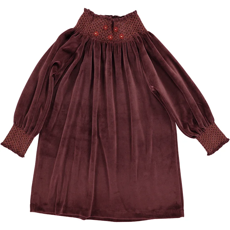 In Stock 2025 Autumn and Winter BEO Girls Clothing Velvet Cotton Heavy Embroidery Dress Baby Crawler Pants Baby Boys Romper