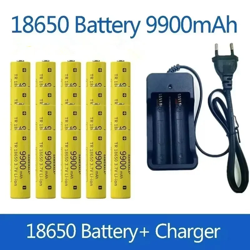 

18650 battery 3.7V 9900mAh rechargeable Li-ion battery for Led flashlight Torch batery lithium battery charger