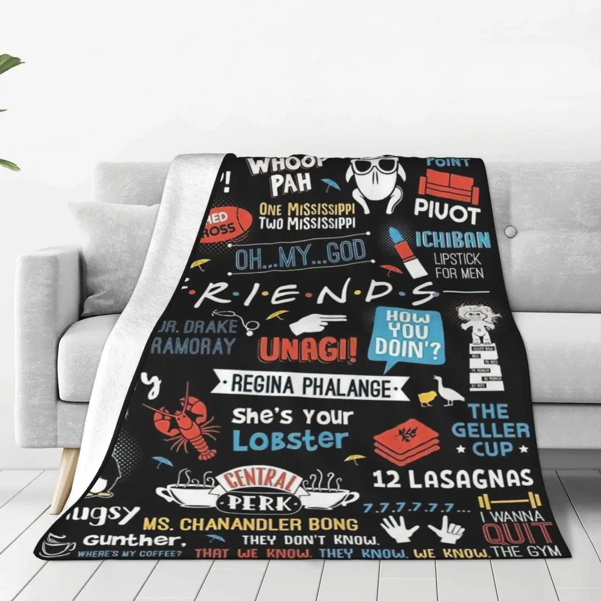 Friends TV Show Series Fleece Throw Blanket Cartoon Central Perk Blanket for Sofa Travel Ultra-Soft Bed Rug