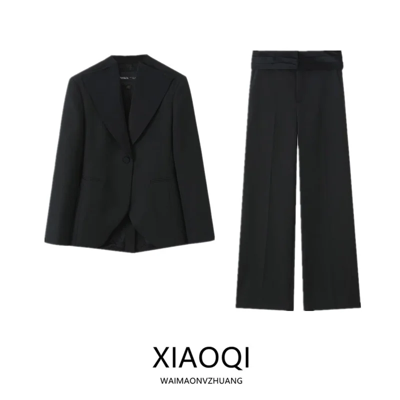 

Зима 2025 г., женский облегающий костюм, длинные брюки со средней талией, модный комплект, комплект для поездок на работу, взрослый размер, комплект из двух предметов