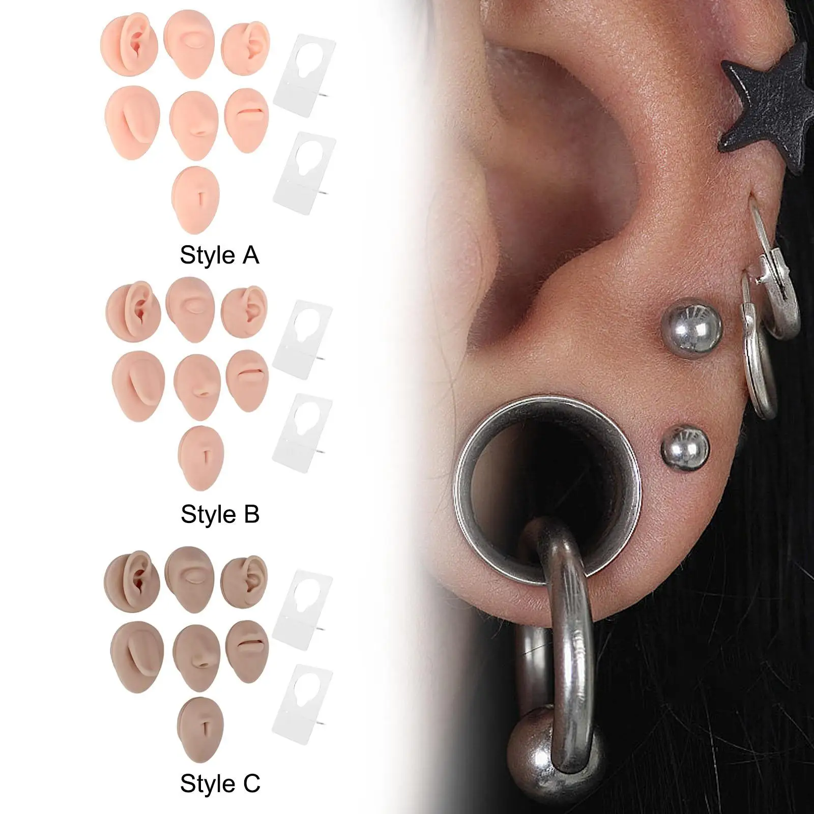 

Модель тела, набор дисплеев, имитационный набор, гибкий ухо, рот, нос, глаз, язык, пупок, модель для пирсинга, демонстрация ювелирных изделий